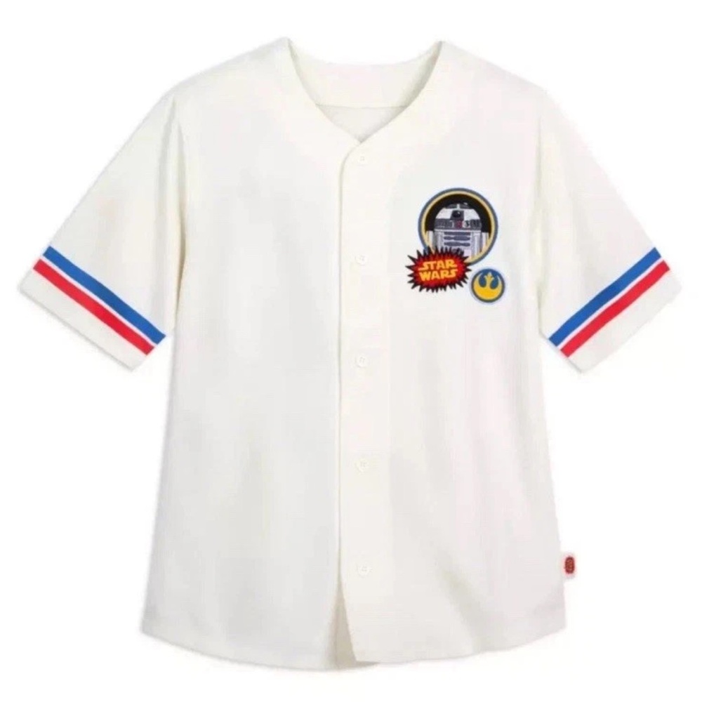 R2-D2 Star Wars Disney Parks Baseball Jersey Adult R2D2 Beige White 2025 #77